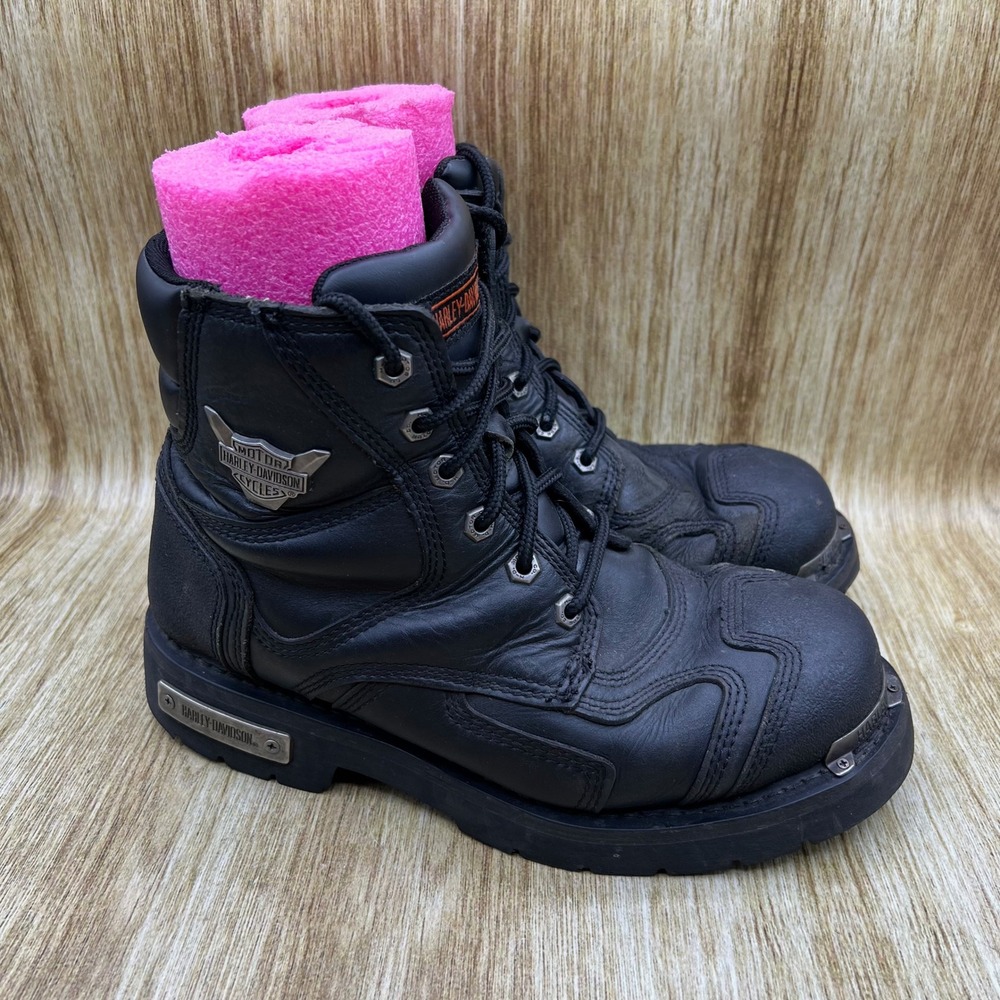 Harley Davidson Stealth Riding Motorcycle Boots Mens Size 9 Black Leather D95162